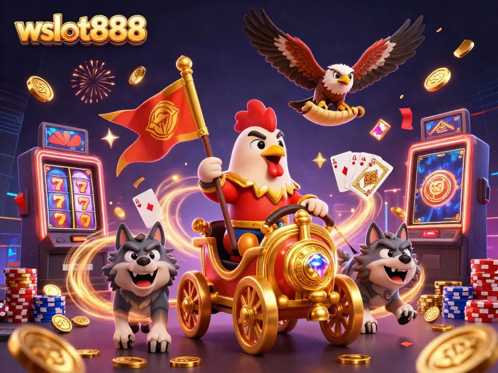 Menangkan jackpot dengan wslot888 dalam ilustrasi slot yang penuh warna dan semarak.
