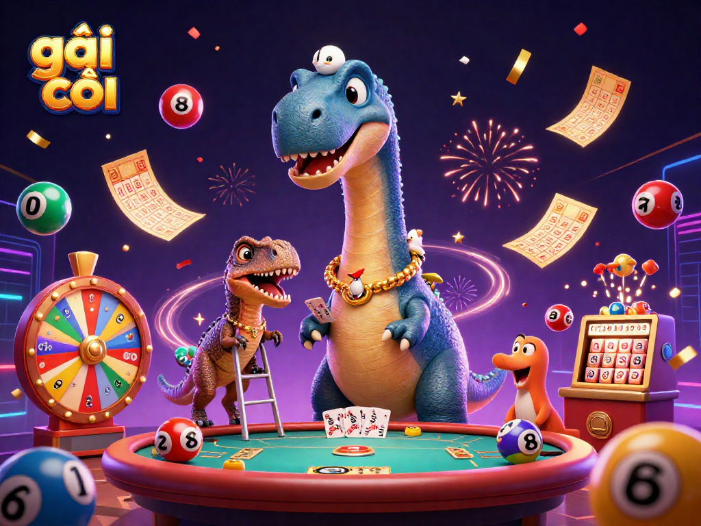 Experience the excitement of gái gọi with colorful lottery balls and fun casino elements.