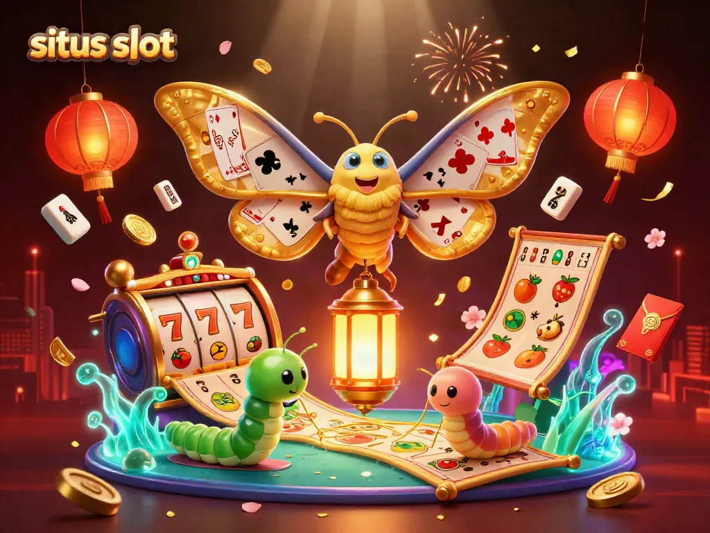 Experience the excitement of situs slot with vibrant illustrations of casino elements and characters.