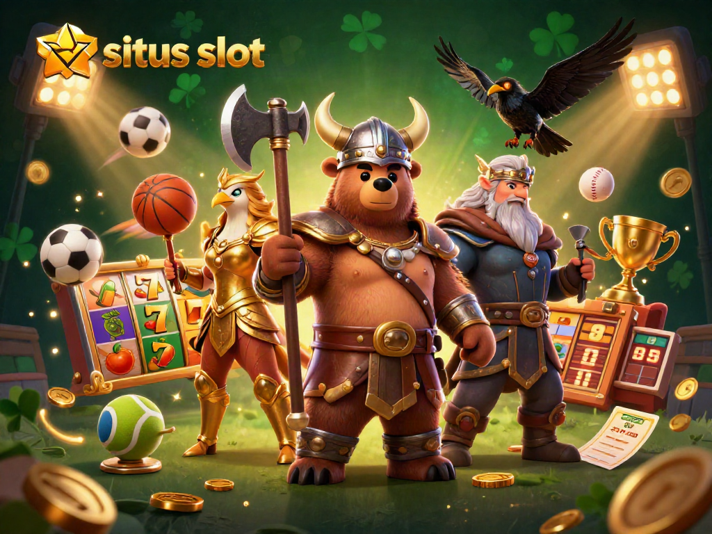 Experience the thrill of situs slot with this immersive 3D illustration of Viking adventures and jackpot excitement.