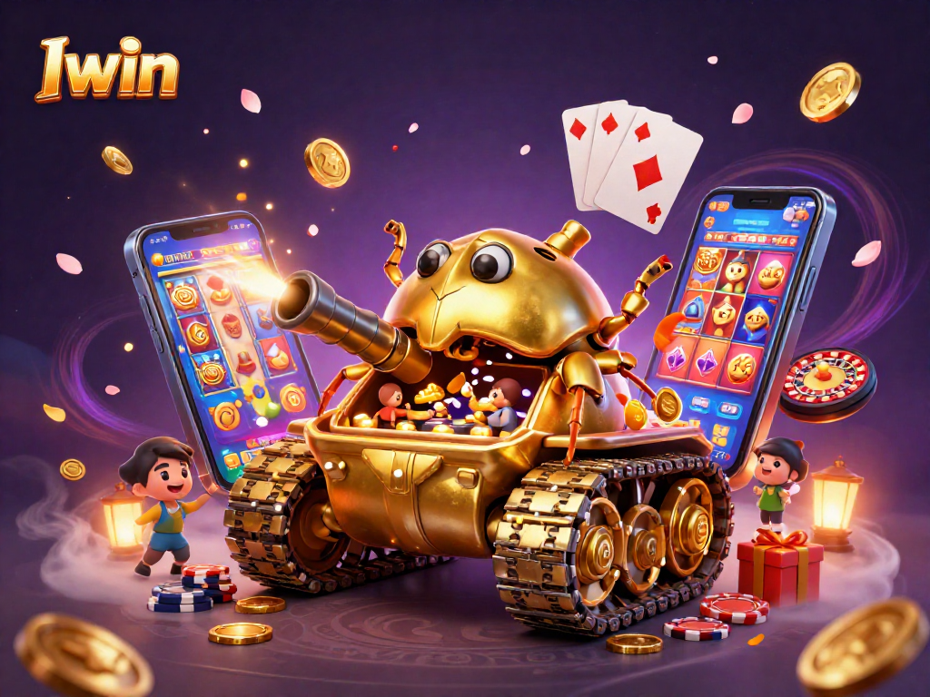 Iwin gamers spinning reels in an ultra-detailed casino scene with a golden beetle tank.