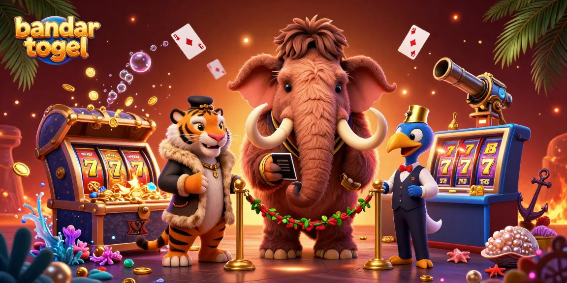 Engage with bandar togel insights in a vibrant, dynamic casino scene featuring unique characters and game elements.