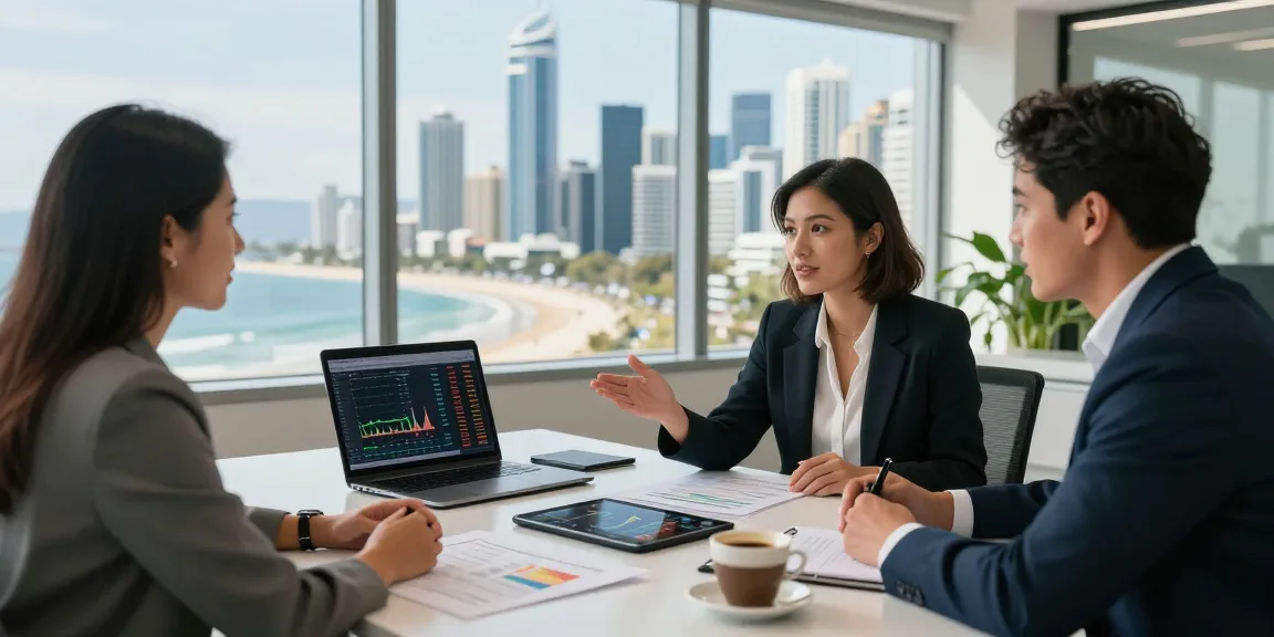 Financial consultation in Gold Coast Queensland Australia with advisors guiding clients on investment strategies.