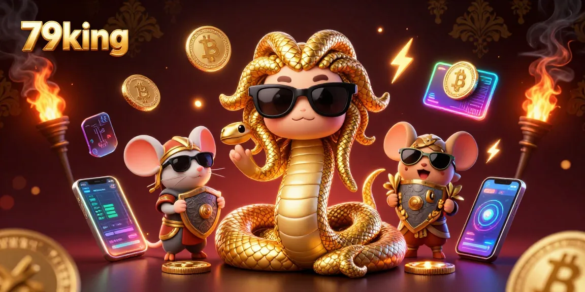 Experience the thrilling atmosphere of 79king with vibrant characters and dazzling crypto elements.