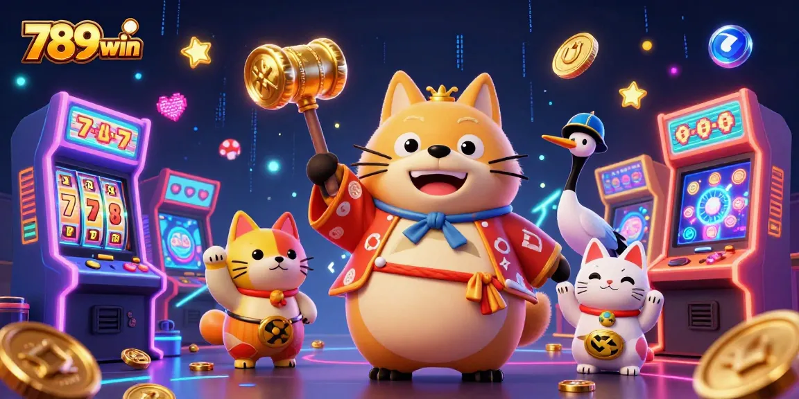 Engage in gaming excitement with 789win, featuring vibrant casino elements and adorable characters.