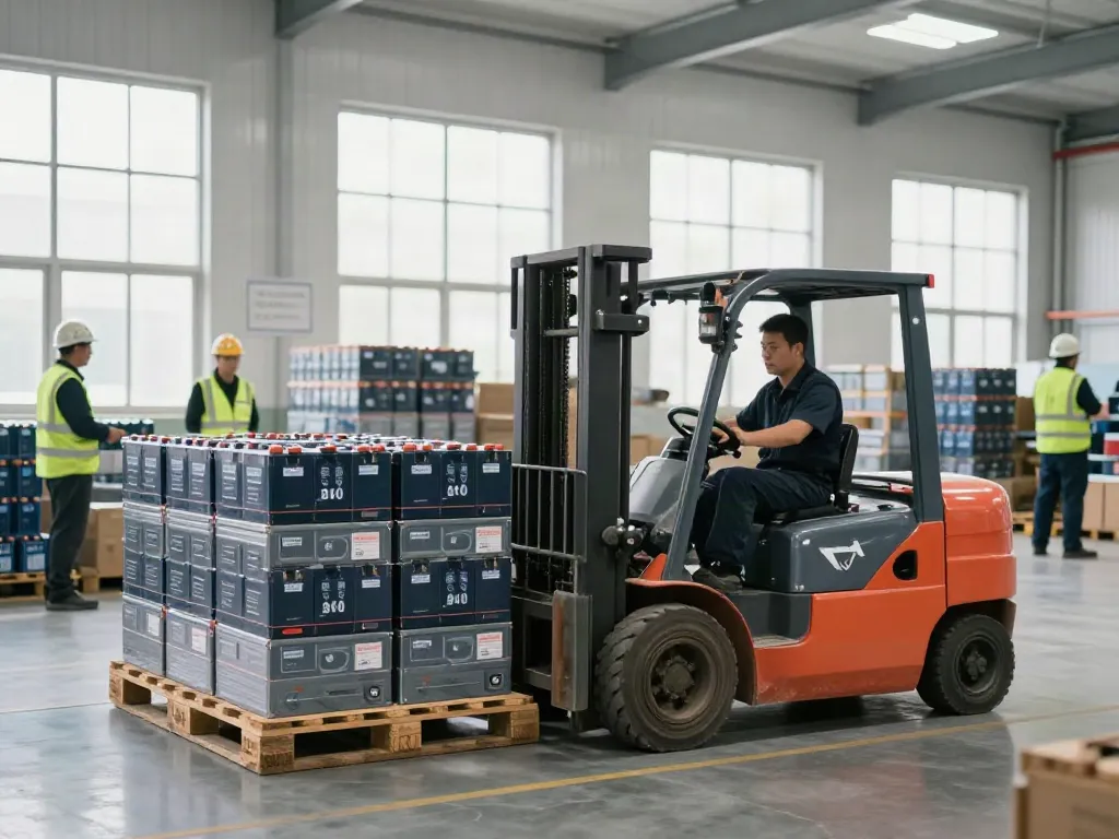 Effizienter Batterie Transport Dortmund in einem modernen Logistiklager.