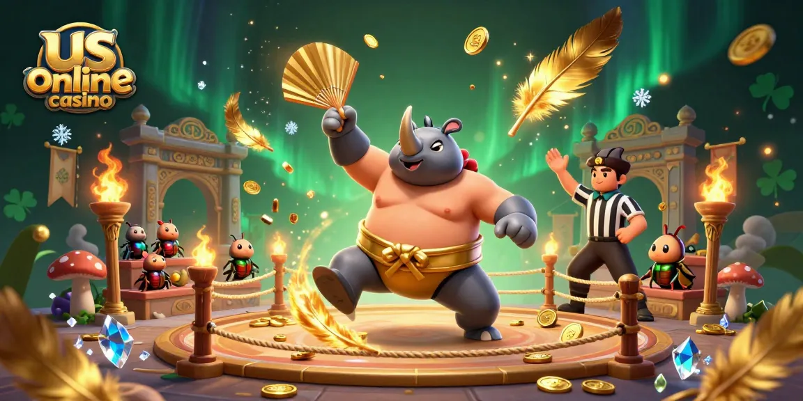 Experience thrilling gameplay at us online casino with a vibrant scene featuring beetle champions.