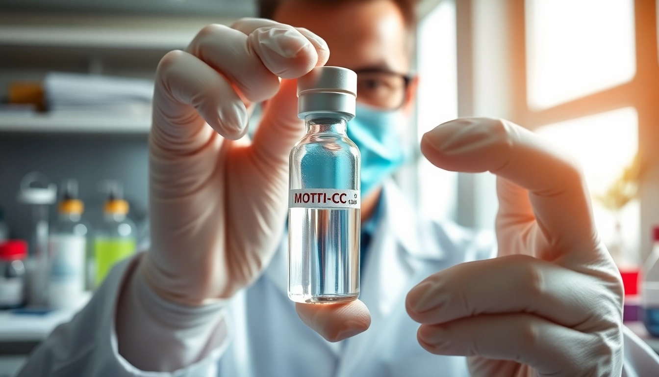 Buy Mots-C peptide while a scientist researches its effects in a modern lab.