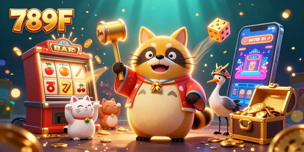 Experience the excitement of 789F with a vibrant casino scene featuring lucky symbols and characters!