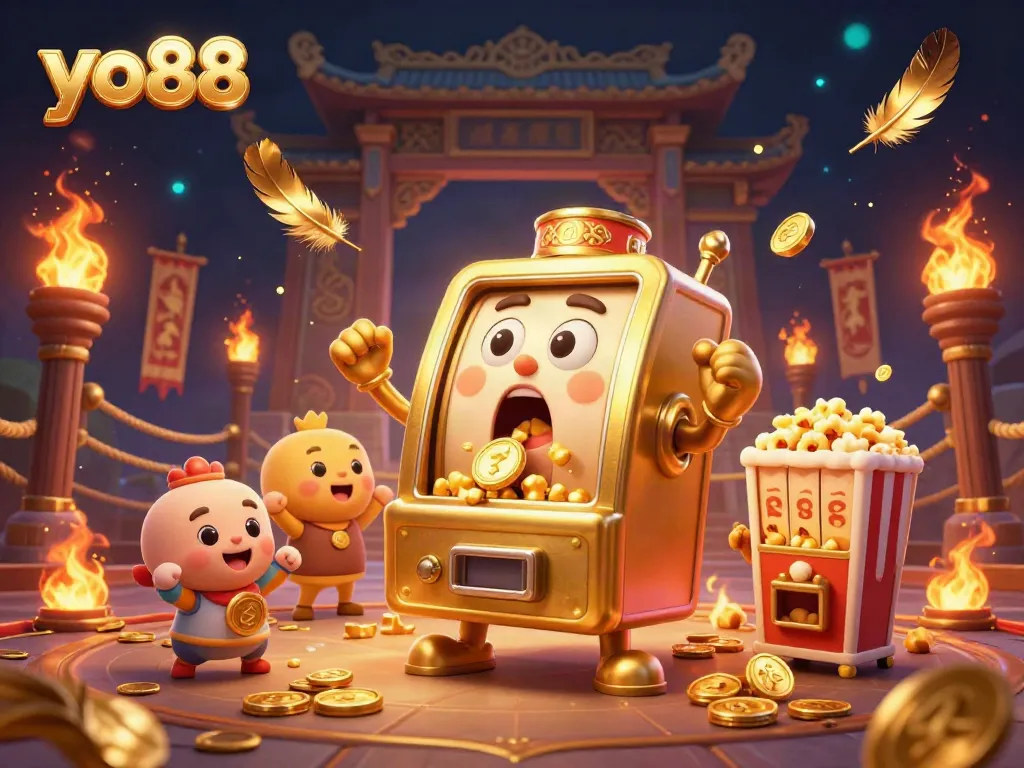 Experience the excitement of yo88 as slot machines celebrate a jackpot victory amidst a dazzling 3D casino scene.