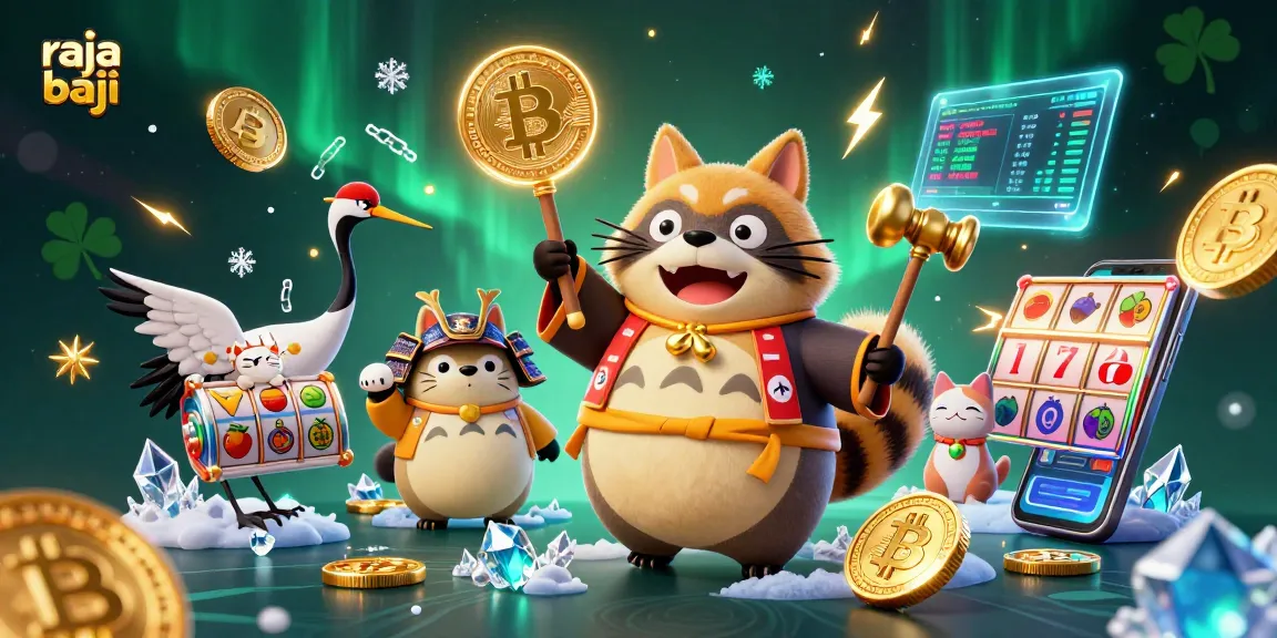 Spin the reels with raja baji in an exciting casino scene filled with crypto and lucky symbols