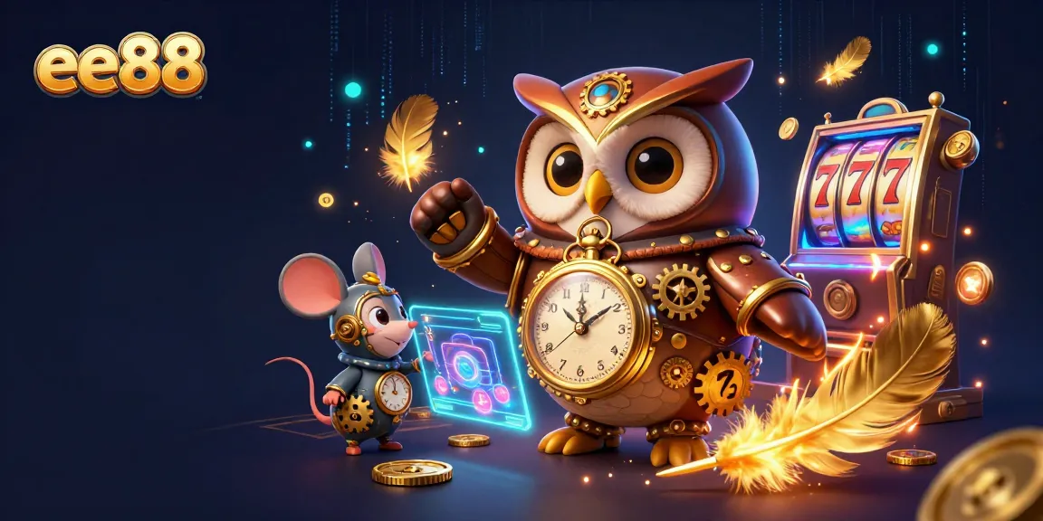 Experience excitement with ee88 in a vibrant 3D casino scene filled with characters and game elements.