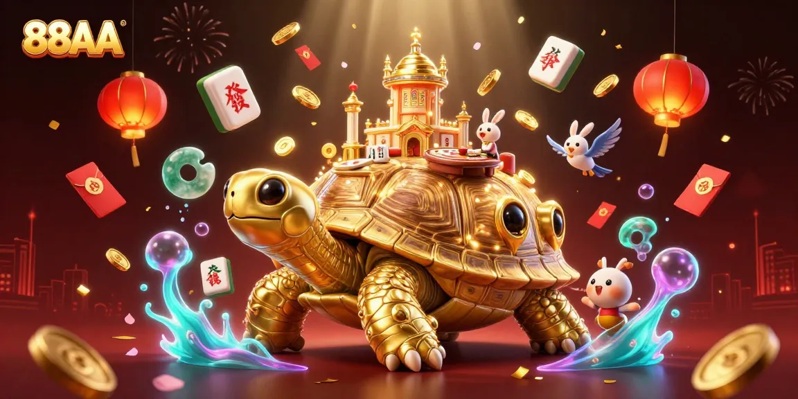 Engage with 88AA's thrilling casino experience featuring a golden tortoise and rabbit dealer.