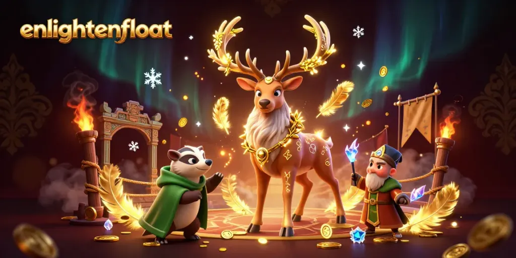 Engage in gaming excitement with enlightenfloat's dynamic casino theme featuring a druid stag and rich symbols.