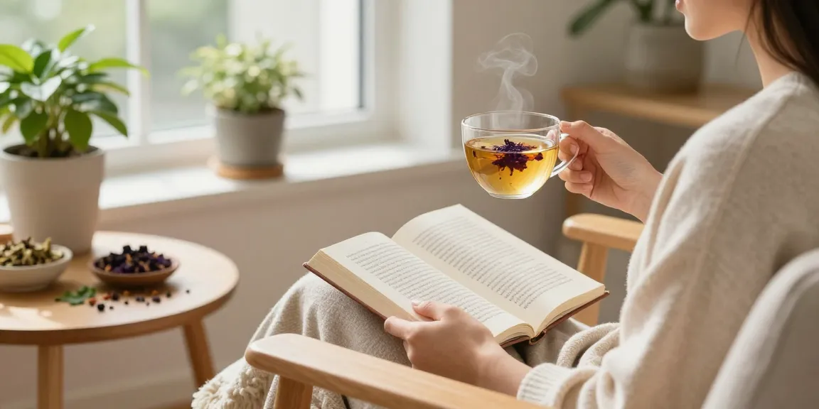 Une personne savourant une infusion de guimauve et passiflore pour le confort urinaire dans un environnement serein.