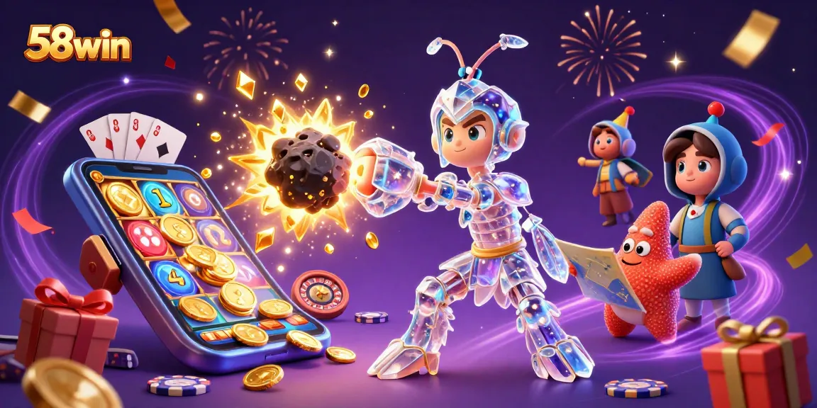 Engage in 58win's thrilling slot games with colorful visuals and dynamic action.
