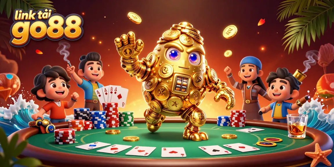 Engage with the vibrant world of gaming as you explore link tải go88 with a golden golem and poker elements.