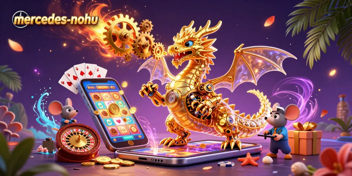 Engage in thrilling gambling with mercedes-nohu's exciting slot games featuring a golden dragon and rich casino elements.