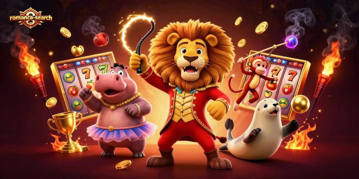 Experience immense rewards with romance-search as the ringmaster lion leads a thrilling slots adventure.
